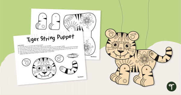 Preview image for Year of the Tiger - String Puppet Craft Template - teaching resource