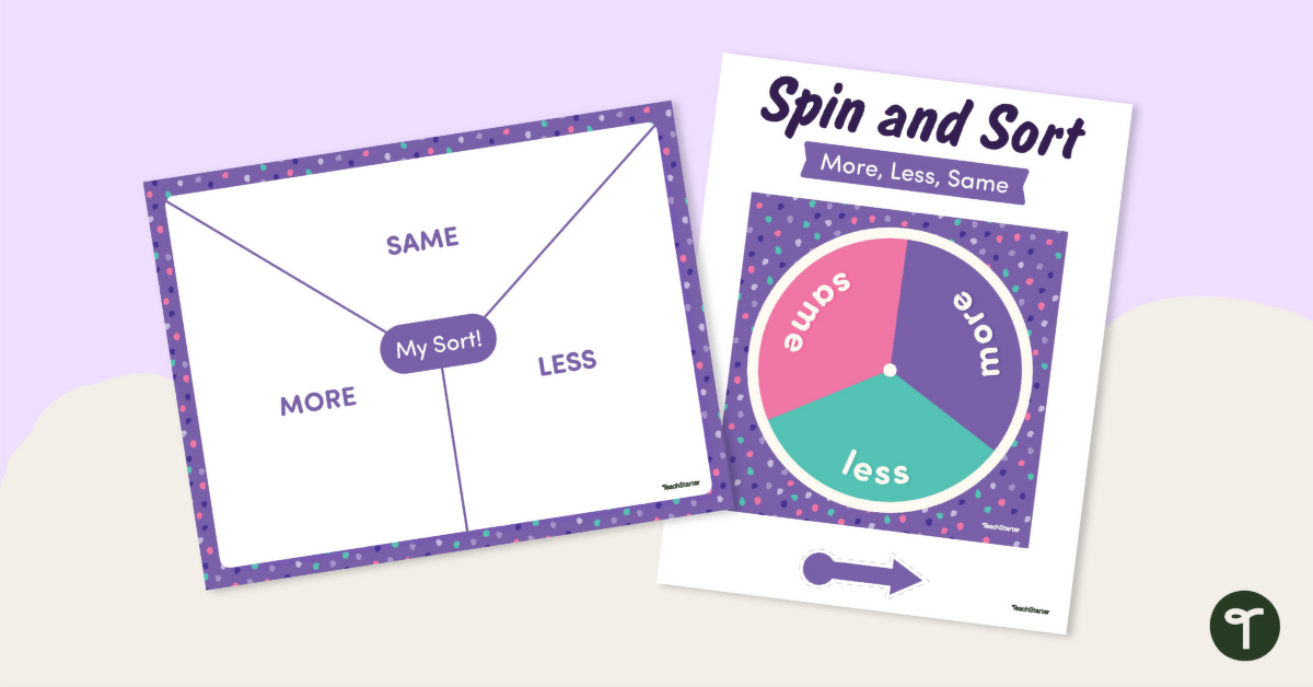 Spin and Sort – More, Less, Same teaching resource