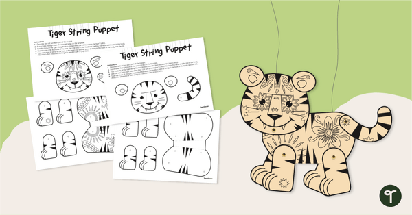 Year of the Tiger - String Puppet Craft Template teaching resource