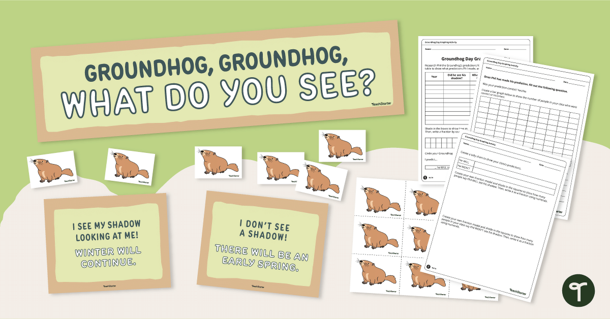 Groundhog Day Graphing Prediction Display and Worksheet teaching resource