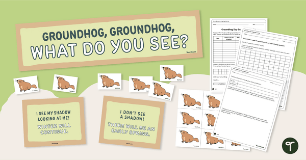 Groundhog Day Graphing Prediction Display and Worksheet teaching resource