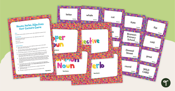 Preview image for Nouns, Verbs, Adjectives – Four Corners Game - teaching resource