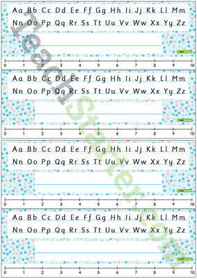 Go to Desk Plate Alphabet and Number Line - Pastel Dots teaching resource