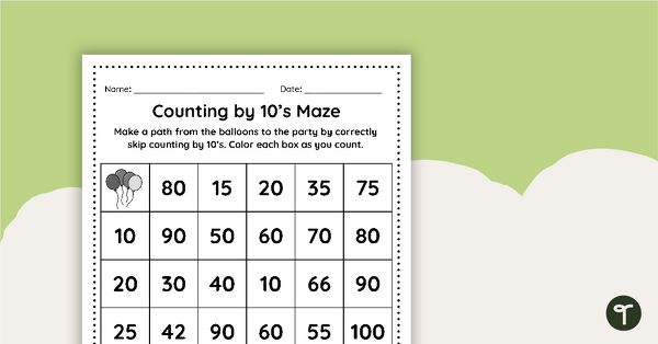 Counting by 10's Maze teaching resource