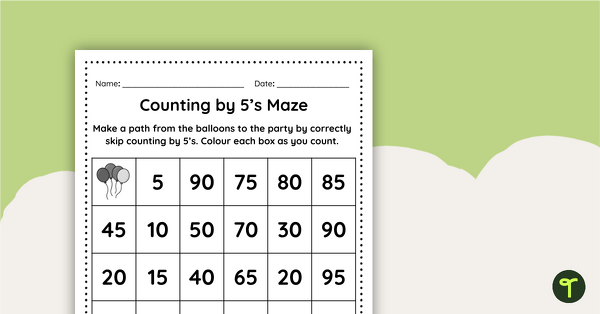 Counting by 5's Maze teaching resource