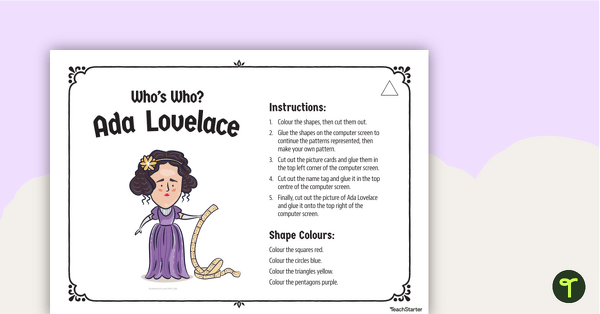 Preview image for Ada Lovelace - Cut and Paste Shapes and Patterns Activity - teaching resource