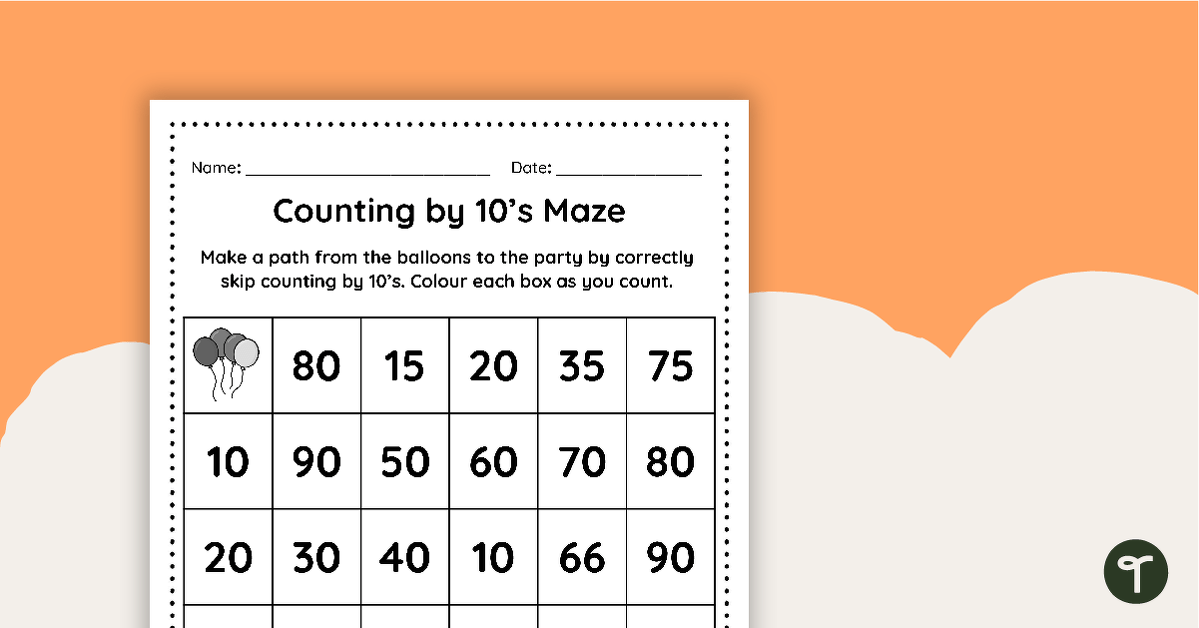 Counting by 10's Maze teaching resource