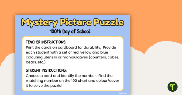 100 Chart Mystery Picture Puzzle teaching resource