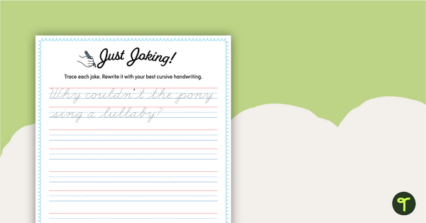 Image of Just Joking! Cursive Joke Book Practice Worksheets