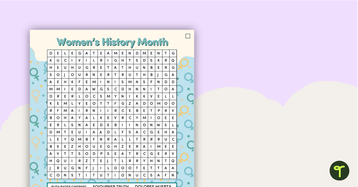 Women's History Month - Word Search teaching resource