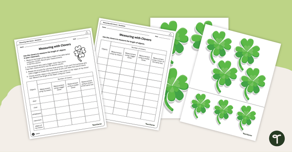 Measuring Length with Clovers Worksheet teaching resource
