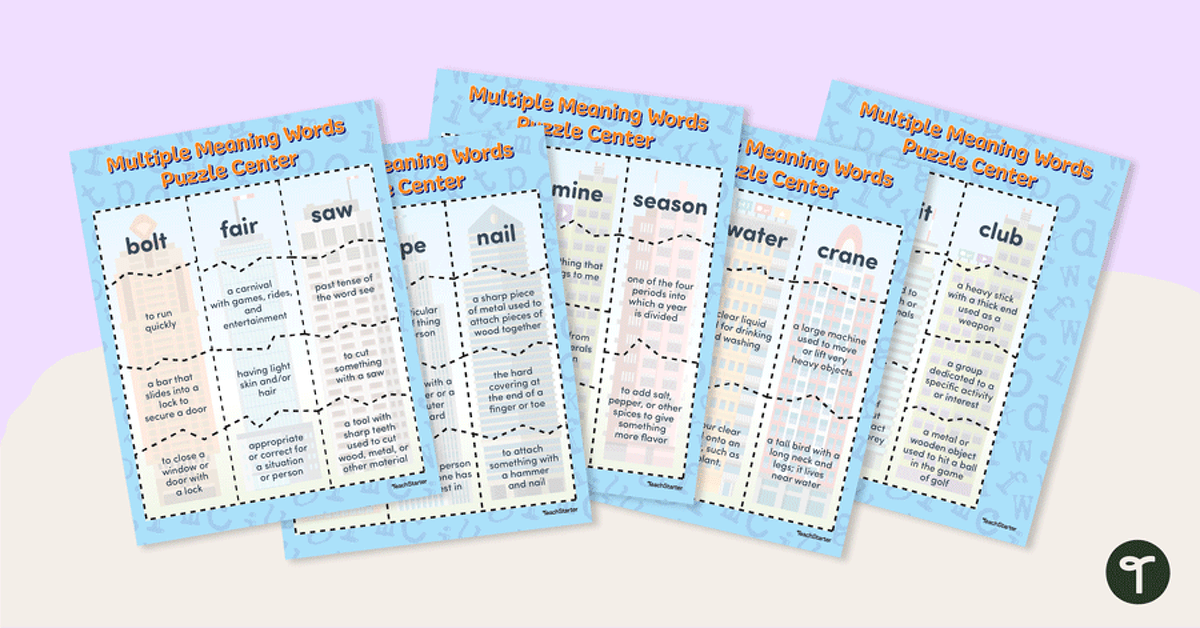Multiple Meaning Word Puzzles teaching resource