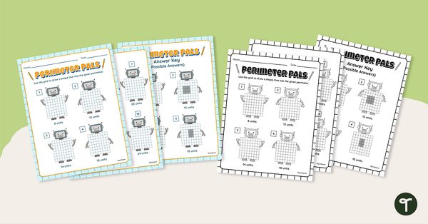 Go to Perimeter Pals - Draw the Perimeter Worksheet teaching resource