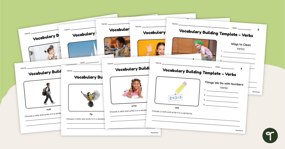 Vocabulary Building Template – Verbs teaching resource
