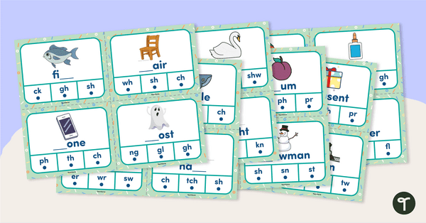 Blends and Digraphs Clip Card Reading Center teaching resource