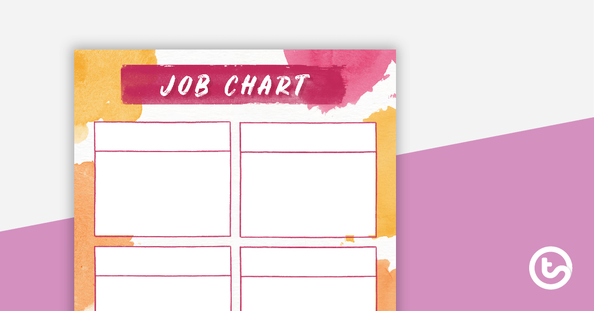 Vibrant Watercolor - Job Chart teaching resource