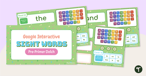 Google Interactive Sight Words-Pre-Primer Dolch Words teaching resource