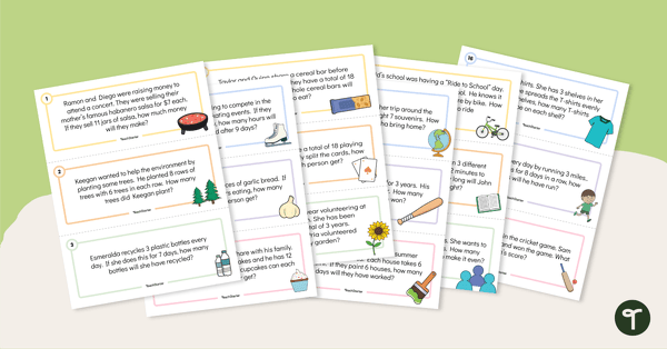 Image of Multiplication and Division Word Problem Task Cards (Facts 1-12)