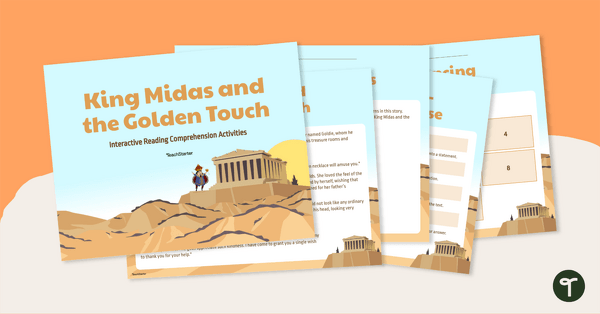 Preview image for Reading Comprehension Worksheets-King Midas and the Golden Touch Google Interactive and Printable Resources - teaching resource