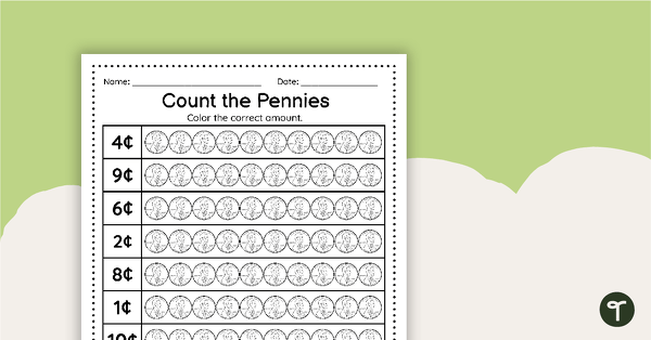 Count the Pennies - Worksheet teaching resource