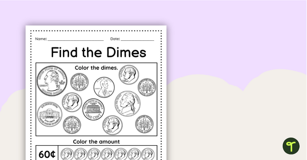 Image of Find the Dimes - Worksheet