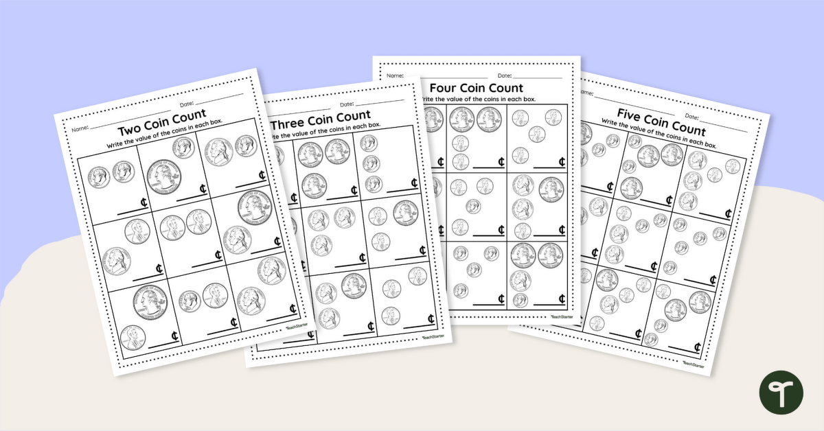 Counting Mixed Coins Differentiated Worksheets teaching resource