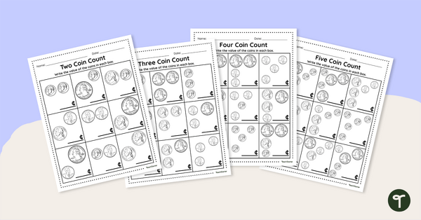 Go to Counting Mixed Coins Differentiated Worksheets teaching resource