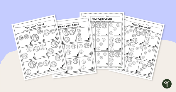 Counting Mixed Coins - Differentiated Worksheets undefined