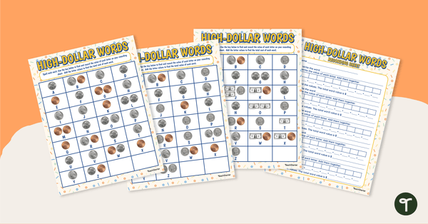 Preview image for High Dollar Words Worksheet-Spelling Center - teaching resource