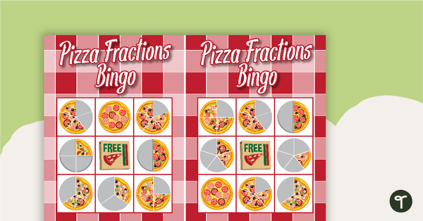 Pizza Fraction Bingo – 1/2, 1/3, 1/4, 1/5 teaching resource