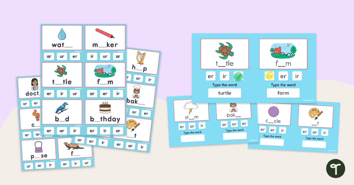 R-Controlled Vowel Clip Cards-Digital and Print teaching resource
