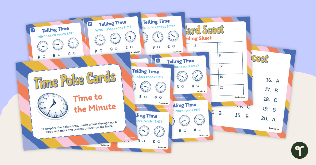Time to the Minute Poke Cards teaching resource