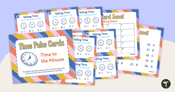 Preview image for Time to the Minute Poke Cards - teaching resource
