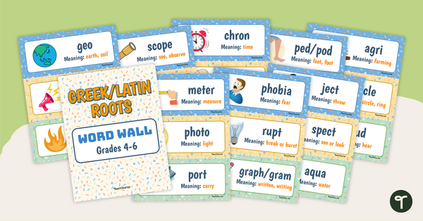 预览图像放大e for Greek and Latin Roots Word Wall - Grade 4-6 - teaching resource