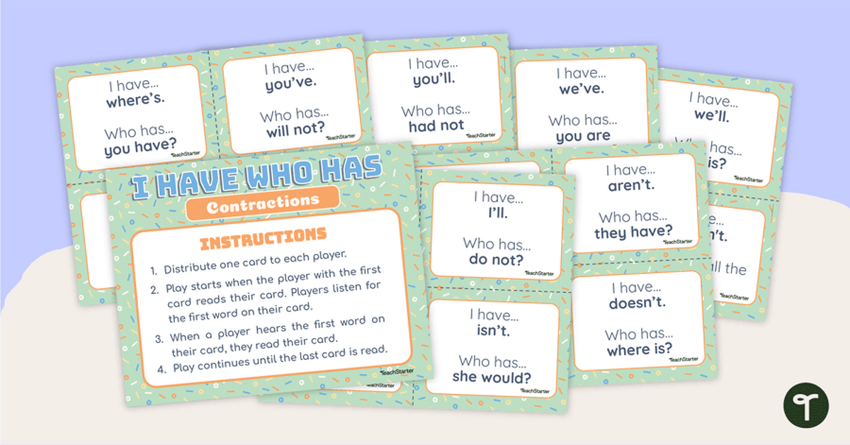 Contractions - I Have, Who Has? Card Game teaching resource