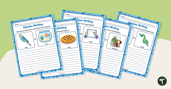 Opinion Writing for 1st Graders - Worksheet Bundle teaching resource