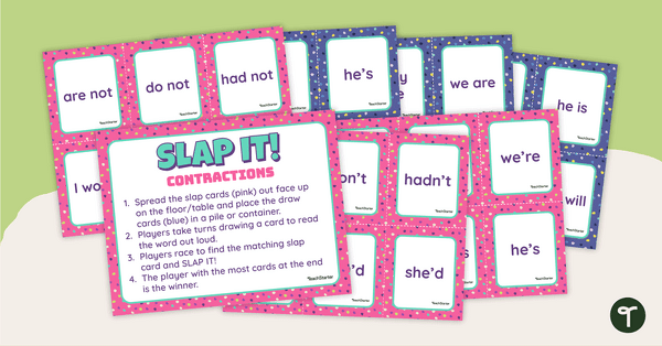 Preview image for Contractions SLAP IT! Card Game - teaching resource