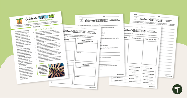 Image of Reading and Writing Nonfiction Text: Earth Day Close Read Worksheets