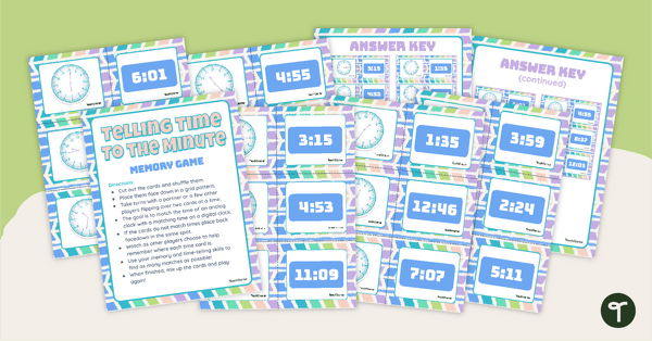 Go to Telling Time to the Minute – Memory Game teaching resource