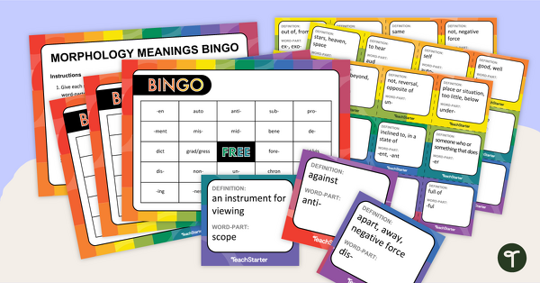 Morphology Meanings Bingo teaching resource