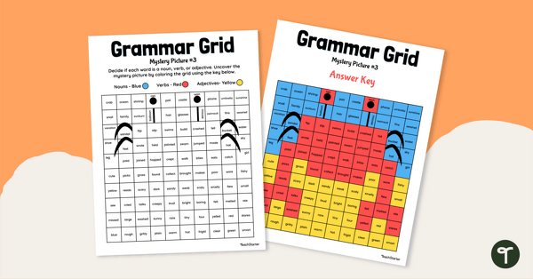 Grammar Grid - Parts of Speech Mystery Picture (Crab) teaching resource