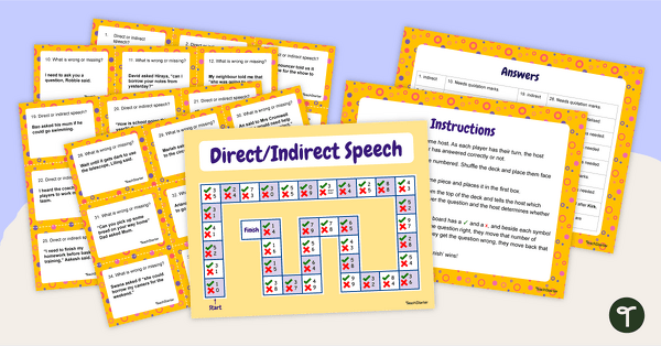 预览图像Direct and Indirect Speech Board Game - teaching resource