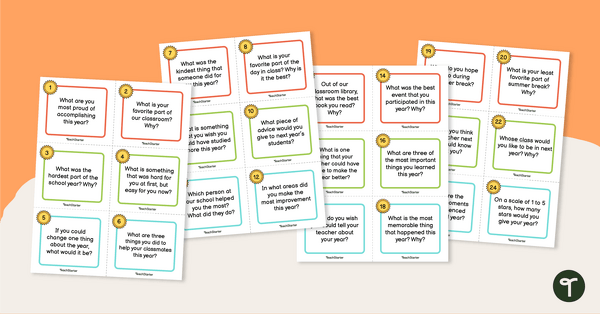 Preview image for End of Year Reflections - Task Cards - teaching resource