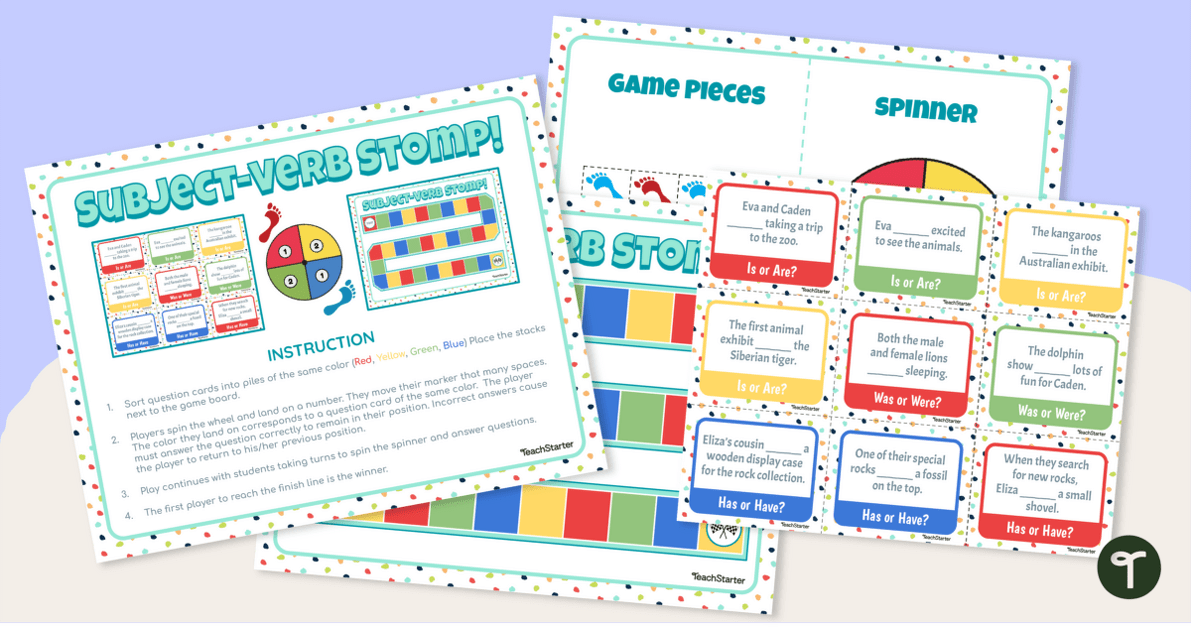 Verb be board with cards game  English grammar printables for kids