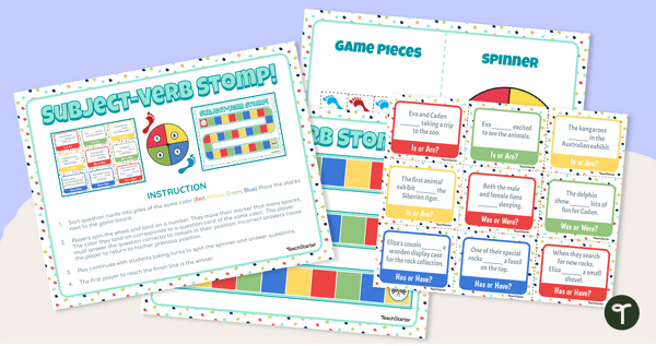 Subject-Verb Stomp! Verb Agreement Board Game teaching resource