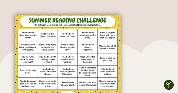 Summer Reading Challenge Calendar teaching resource