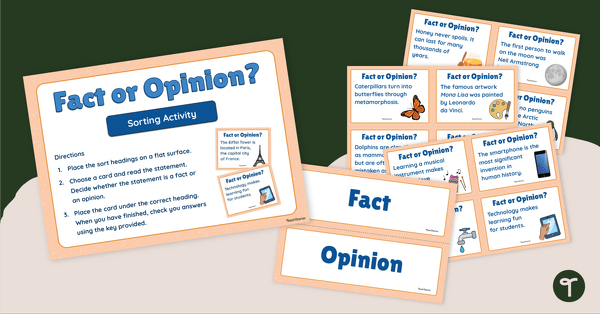 Preview image for Fact and Opinion Sort - Interactive or Printable Activity - teaching resource