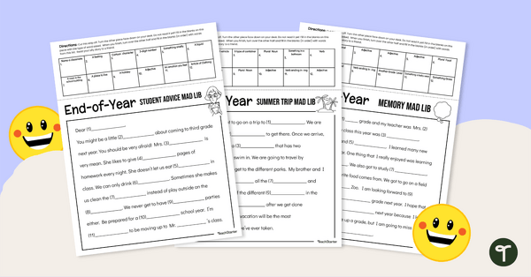 Image of End of Year -Silly Story Worksheets