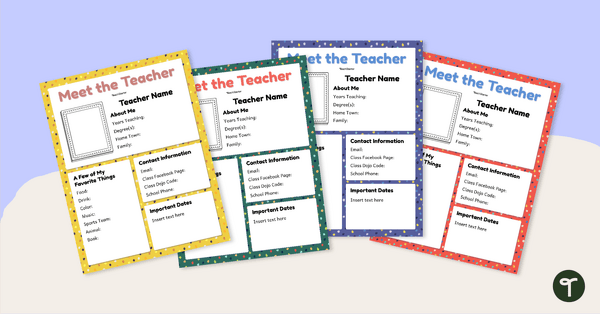 Editable Meet The Teacher Template teaching resource