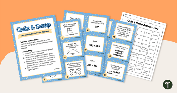 Preview image for Quiz and Swap - 3rd Grade End-of-Year Test Prep Game - teaching resource